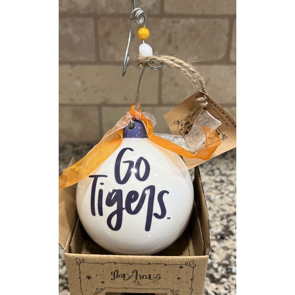 New Clemson Tigers Glory Haus Xmas Landmark Ball Ornament GO TIGERS and Stadium